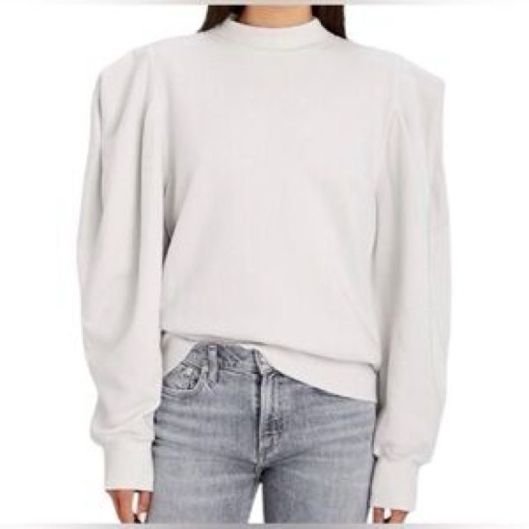 A Golde solid light grey terry Puff Sleeve Sweatshirt - Picture 1 of 5